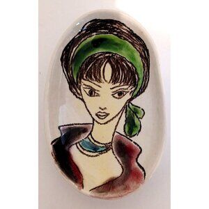 Piemmepi Italy Dish Plate Woman Drawing RARE Small